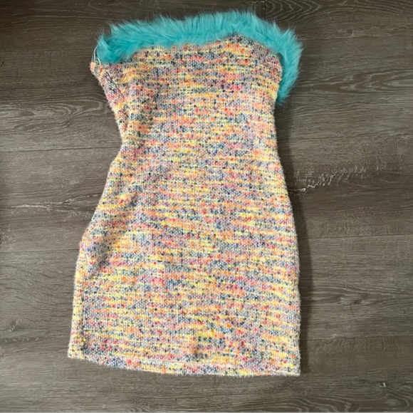 Y2K Fuzzy fur rainbow dress size small - Picture 2 of 2
